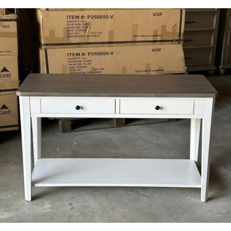 P2728-50 : Bàn Trang Trí, Bàn Console - Trắng + Nâu